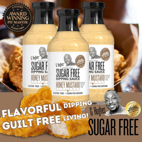 G Hughes Sugar Free, Honey Mustard Dipping Sauce - Sugar Free Honey Mustard, Gluten Free Mustard, Keto Honey Mustard, Low Carb Honey Mustard Dressing, Sugar Free Mustard -18 Oz (2-Pack)