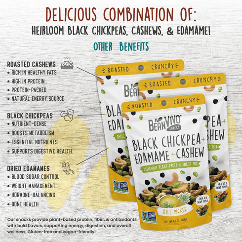 7g 4g 3-Pack (4.5 oz BeanVIVO Healthy Snacks for Adults & Kids with Protein & Fiber per Serving with Dried Edamame
