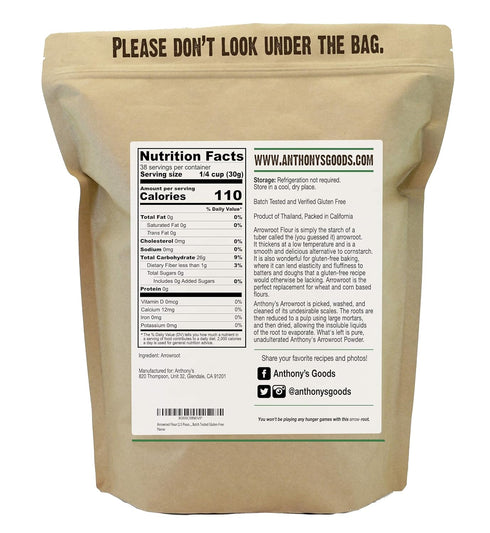2.5 lb, Anthony's Premium Arrowroot Flour Powder, Gluten Free, Non GMO, Cornstarch Alternative