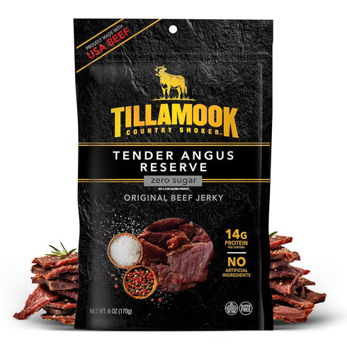 Tillamook Country Smoker Tender Angus Reserve Original Beef Jerky, 6 oz, Real