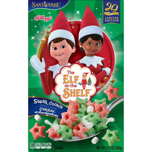 11.3oz Kellogg's The Elf on the Shelf Cereal, Limited Edition, Sugar Cookie with Marshmallows, Box