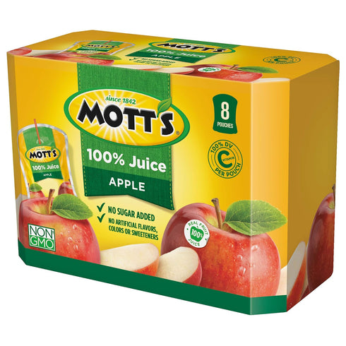 100% 6.75 8 Count (Pack 4) Mott's Apple Juice, Fluid Ounce Pouch