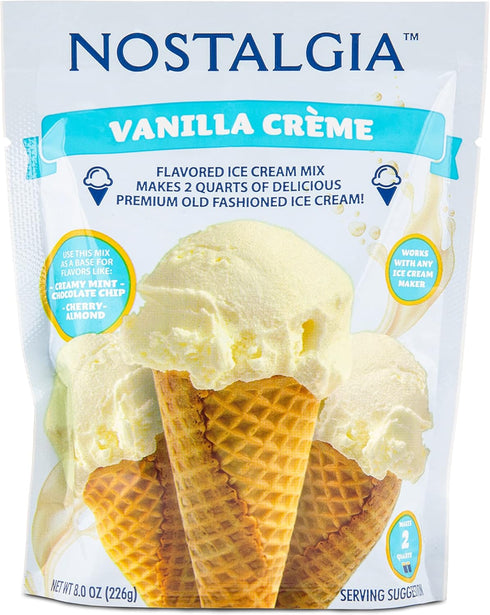 Nostalgia 2-Quart Homemade Premium Vanilla Crme Ice Cream Starter Mix (8-Pack)