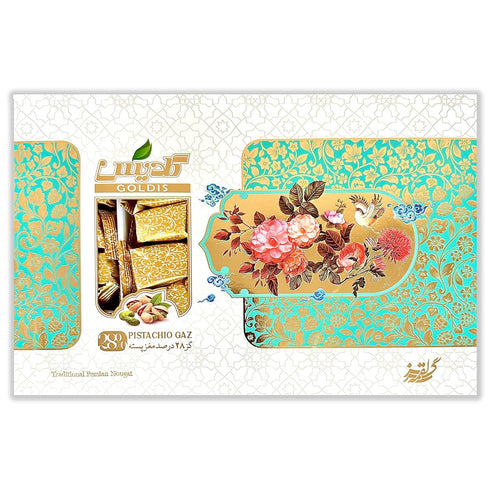 GOALDEES Persian Nougat Gaz Traditional Sweet with 28% Pistachios, Halal Candy, Soft &