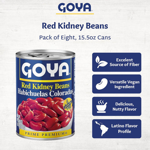 15.5 (Pack 8) Goya Foods Red Kidney Beans, Ounce