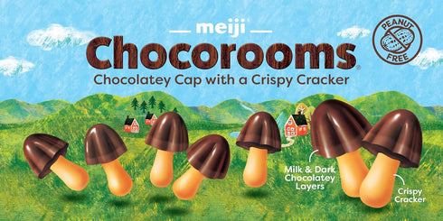 5 oz, Pack 12 Meiji Chocorooms Crispy Crackers, Milk and Dark Chocolate Combination - of - Bite Sized Crackers in Fun
