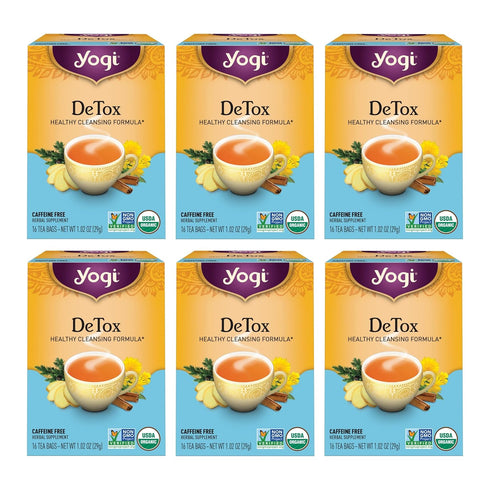 Yogi Tea DeTox Tea, Organic Detox Tea for Digestive & Circulation Support, 16 Tea Bags per Pack (6 Packs)