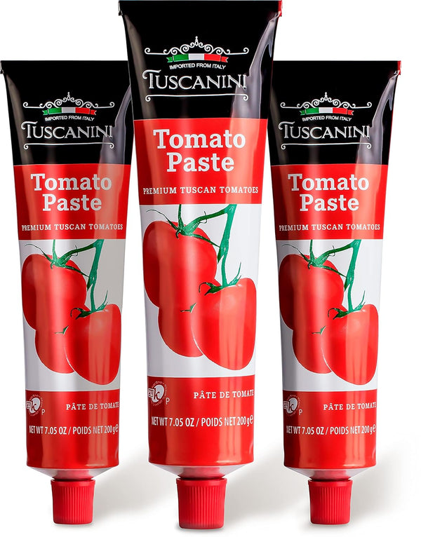 Tuscanini Premium Double Concentrated Tomato Paste Tube, 7.5oz (3 Pack) Made with