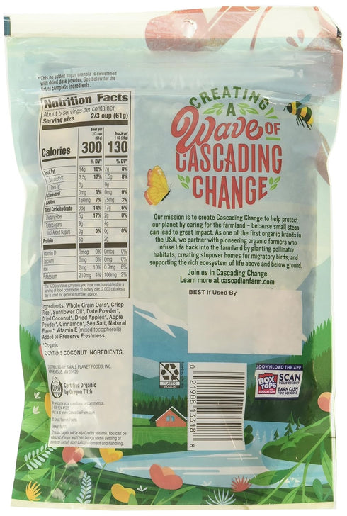 11 (Pack 4) Cascadian Farm Organic Cinnamon Apple Granola Cereal, No Added Sugar, Ounces
