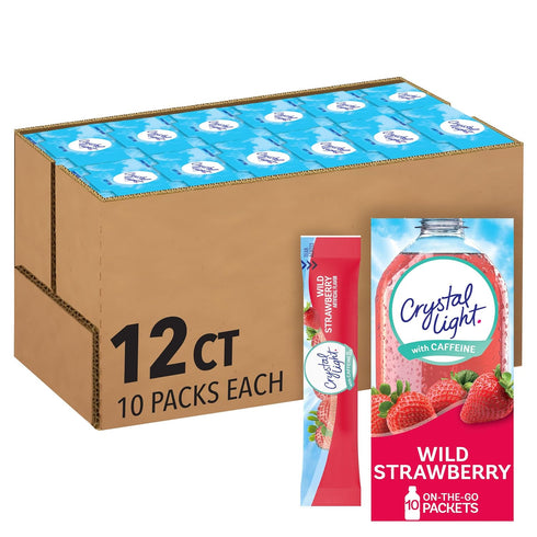 Crystal Light Wild Strawberry Artificially Flavored Powdered Drink Mix with Caffeine, 120