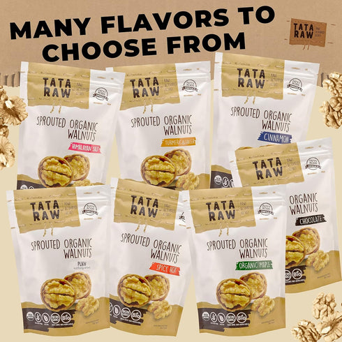 '-1 lb. TATA RAW - Sprouted Organic Walnuts - PLAIN. Nothing added Soaked & Air dried SUPER QUALITY. Raw. Alive.