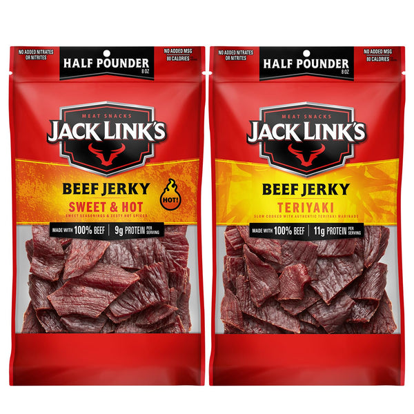 Jack Link's Beef Jerky, Sweet & Hot + Teriyaki Flavorful Meat Snack,