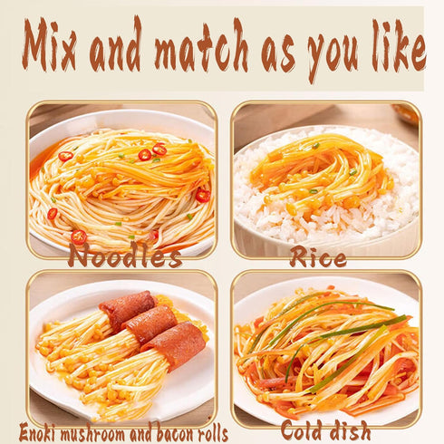 STARTZYK Pack(Mixed 4 (5) Enoki Mushrooms,Mushrooms Fresh,Latiao,Savory Spicy Mushroom Snack in Red Oil, Pickled