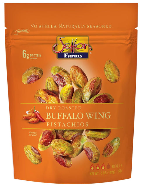 Buffalo Wing Seasoned Shelled PIstachios Kernels - No Shells Dry Roasted No