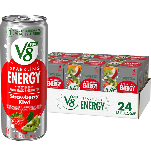 V8 +ENERGY Strawberry Kiwi Energy Drink, Made with Real Vegetable and Fruit Juices, 11.5