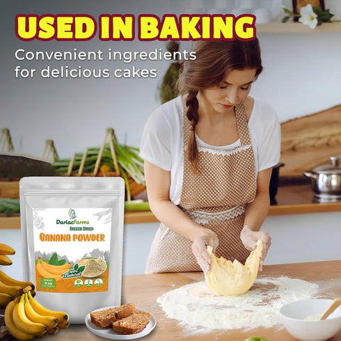 8Oz 100% DARLAC FARMS Freeze Dried Banana Powder Real Fruit Powder, No Sugar Added, Vegan & Gluten-Free, Freeze Dried