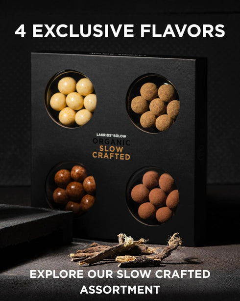 6.2 OZ LAKRIDS BY BLOW - Organic Slow Crafted Selection Box - - Gift Box with Chocolate Coated Gourmet Licorice