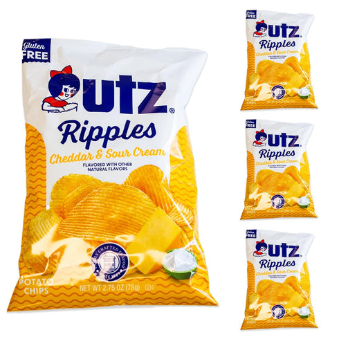 Utz Ripples Cheddar and Sour Cream Potato Chips - Cheesy Sour Cream