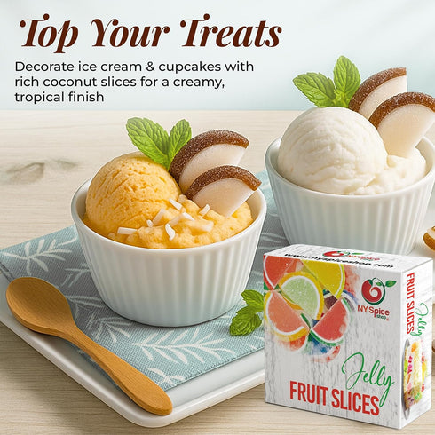 3 Gummies Gummies NY Spice Shop Coconut Fruit Slices Candy - Pound Sweet Flavor Chewy Jelly Fruit Slices Candy - Old
