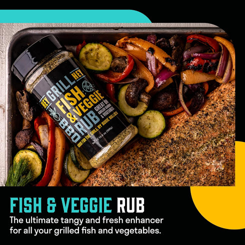 10.8oz Hey Grill Hey | Fish & Veggie Rub | Fish Seasoning | Seafood & Vegetable seasoning | Salmon Rub |Great