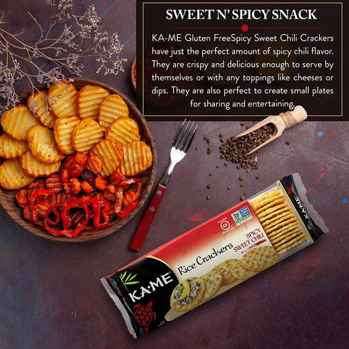 3.5 Oz (4 Pack) Ka-Me Rice Crackers Gluten Free And Non GMO Verified - Spicy Sweet Chili
