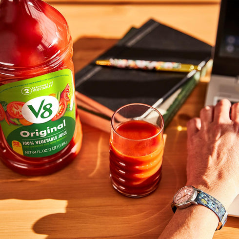 V8 100% 64 (Pack 6) Original Vegetable Juice, Vegetable Blend with Tomato Juice, Ounce Bottle