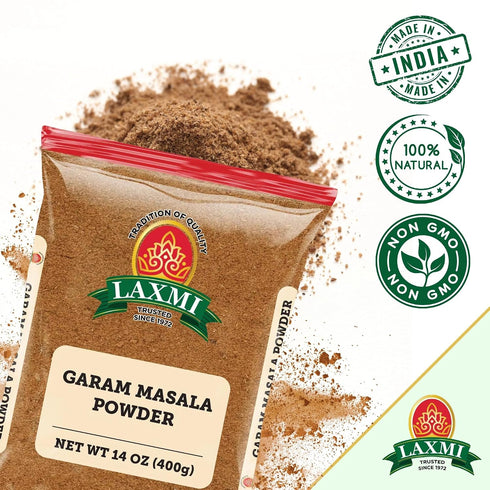 -14 oz LAXMI Garam Masala Powder - Traditional Indian Spice Blend - Salt-Free, Vegan, Non-GMO