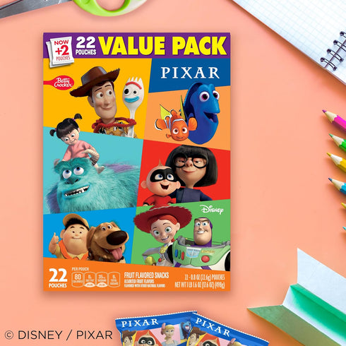 Pack, 22 17.6 oz Disney Pixar Fruit Flavored Snacks, Gluten Free, Kids Snacks, Value Ct