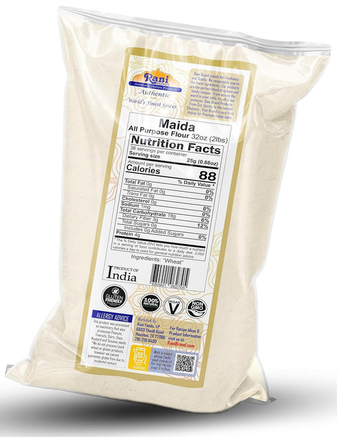 32oz (2lbs) 908g Rani Maida Flour (Indian All Purpose Flour) ~ All Natural | Vegan | Gluten Friendly | NON-GMO | Kosher