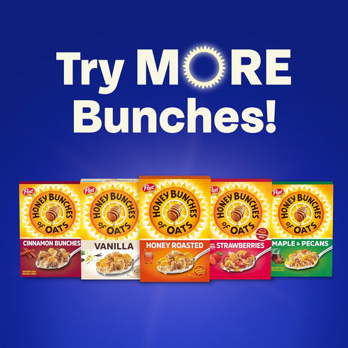 28 oz Honey Bunches of Oats with Almonds Breakfast Cereal, Honey Almond Cereal with Oats and Granola Cluster, Whole