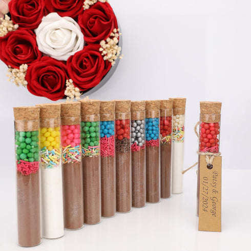 ByBeam Pack 20 of Hot Chocolate Favors for Guest, Hot Chocolate in Test Tube, Winter Wedding Favors, Engagement