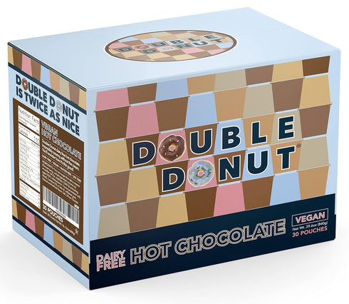 Packets, 30 Count (Pack 1) Double Donut Dairy Free Hot Chocolate Mix, Non Dairy Instant Vegan Hot Chocolate