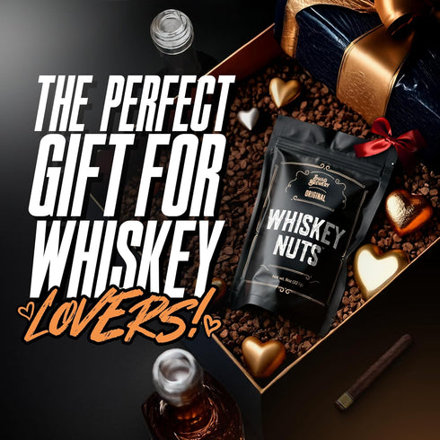 Whiskey Nuts - Gourmet Mix of Slightly Sweet and Salty Almonds, Peanuts, Corn Nuts, & Honey Roasted Sesame Sticks That