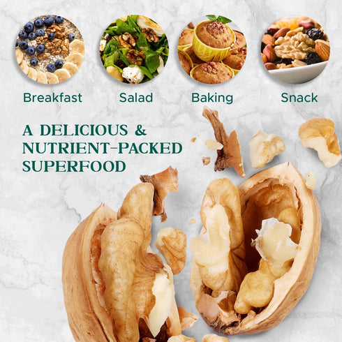 48oz (3 lb) 100% Premium Raw Walnut Halves & Pieces - Natural, No-PPO, Non-GMO, Batch-Tested Gluten & Peanut Free