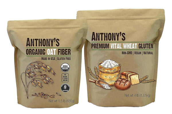 Anthony's Vital Wheat Gluten 4lb & Organic Oat Fiber 1.5lb Bundle