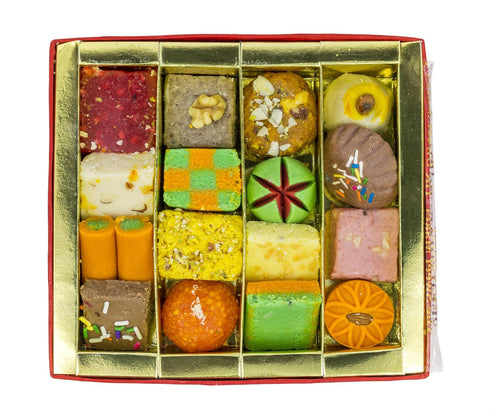 20oz Sukhadia Sweets - Red Bandhani Temple Box - Premium Assorted Mithai - Indian Mithai Gift - Freshly Made In USA