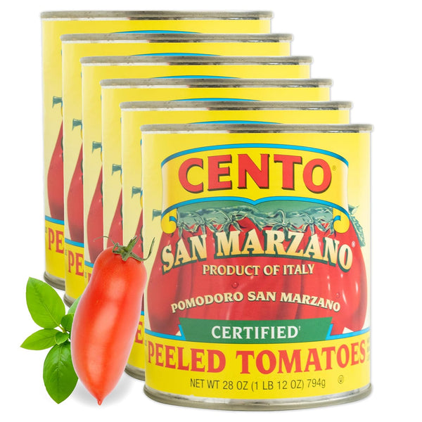 Cento Certified San Marzano Whole Peeled Tomatoes, 28 Oz (Pack of 6), Canned