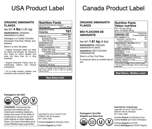 4 Food to Live Organic Amaranth Flakes, Pounds Non-GMO Pressed Amaranth Seeds, Vegan, Kosher, Bulk, High in Dietary