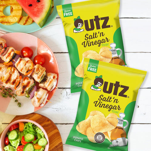 2.75 oz (14 Count) Pack Utz Salt n Vinegar Potato Chips Bags Bold and Tangy Flavor with Signature Crunch Snack