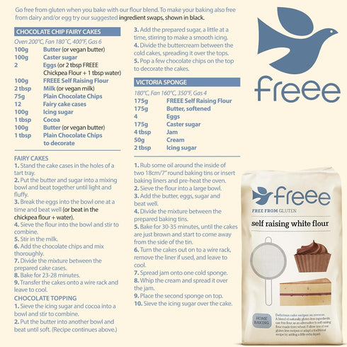 freee Gluten Free Self Raising White Flour | All Purpose Flour for Cakes, Muffins & Pancakes Baking | Imported from UK