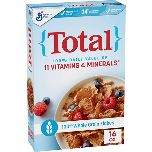 Total Breakfast Cereal, 100% Daily Value of 11 Vitamins and Minerals, Whole Grain