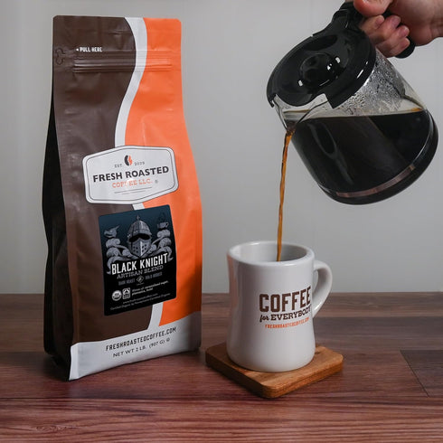 2 lb (32 oz) Fresh Roasted Coffee, Organic Black Knight | USDA Organic, Kosher | Dark Roast Whole Bean