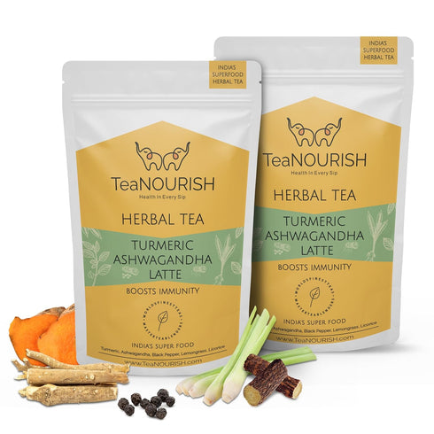 TeaNOURISH Turmeric Ashwagandha Latte | Golden Milk Powder | Authentic Indian Remedy