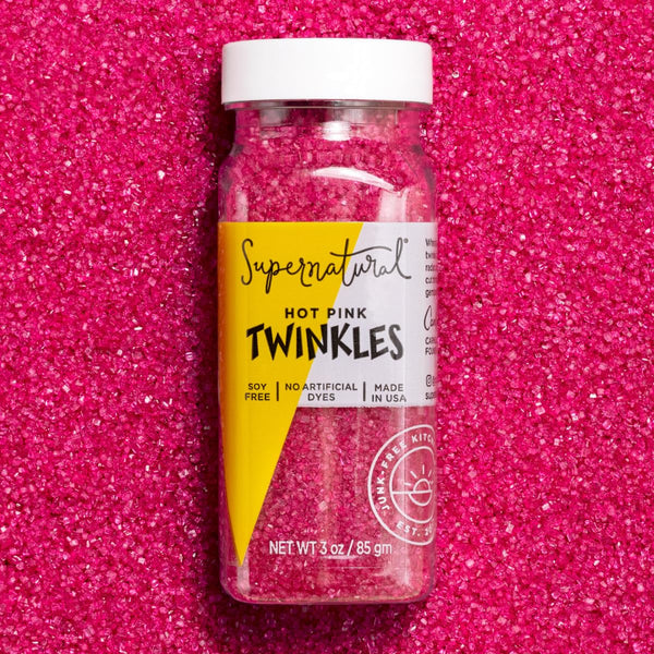 Supernatural Twinkles Sprinkles, Hot Pink Sanding Sugar, Plant-Based Color, Vegan, 3oz, Made