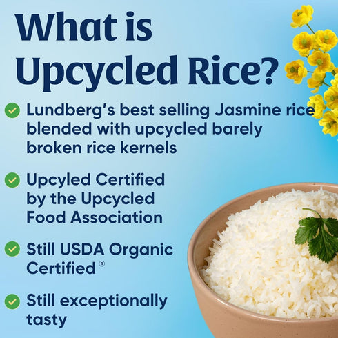 2lb (Pack 1) Lundberg Upcycled Organic Jasmine White Rice - Light & Fluffy, Gluten Free, Resealable Bag