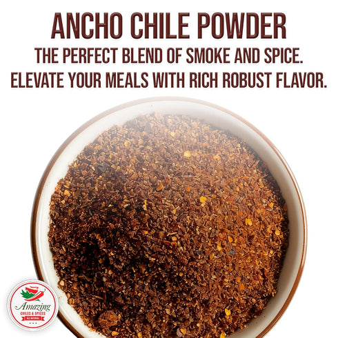 Ancho Chile Pepper Powder Ground 1 LB (16oz) – All Natural for Mexican Mole, Sauces, and Meats