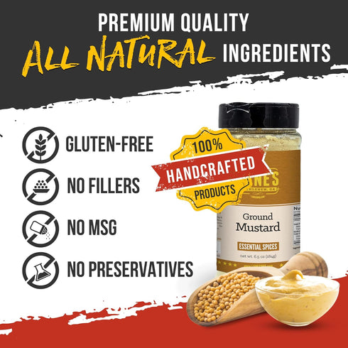 6.5 Oz Lane's Ground Mustard Powder, All-Natural Ground Dry Mustard Powder, Perfect for Meats, Fish & Sauces Ground