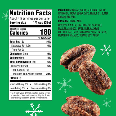 (1-Pack) 5oz Emerald Nuts Cinnamon Toffee Pecans | Resealable Bag | Kosher Dairy Certified, Non-GMO, Contains No