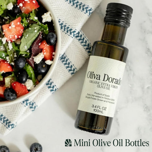 (100mL, 3-Pack), 100% Set (3-Pack) Oliva Dorado Glass Mini Olive Oil Bottles Unrefined & Cold Pressed Organic Extra