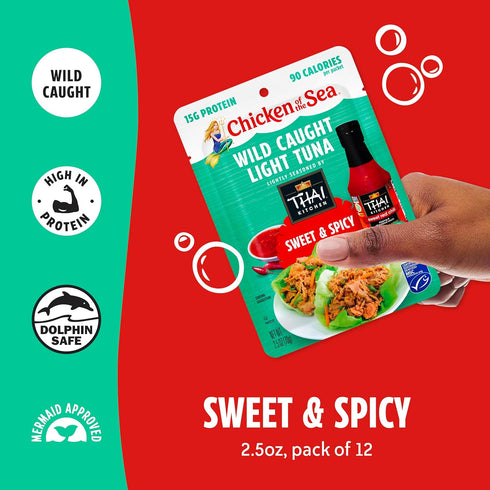 2.5 oz. Packets 12), Chicken of the Sea Wild Caught Light Tuna, (Box of Sweet & Spicy Seasoning